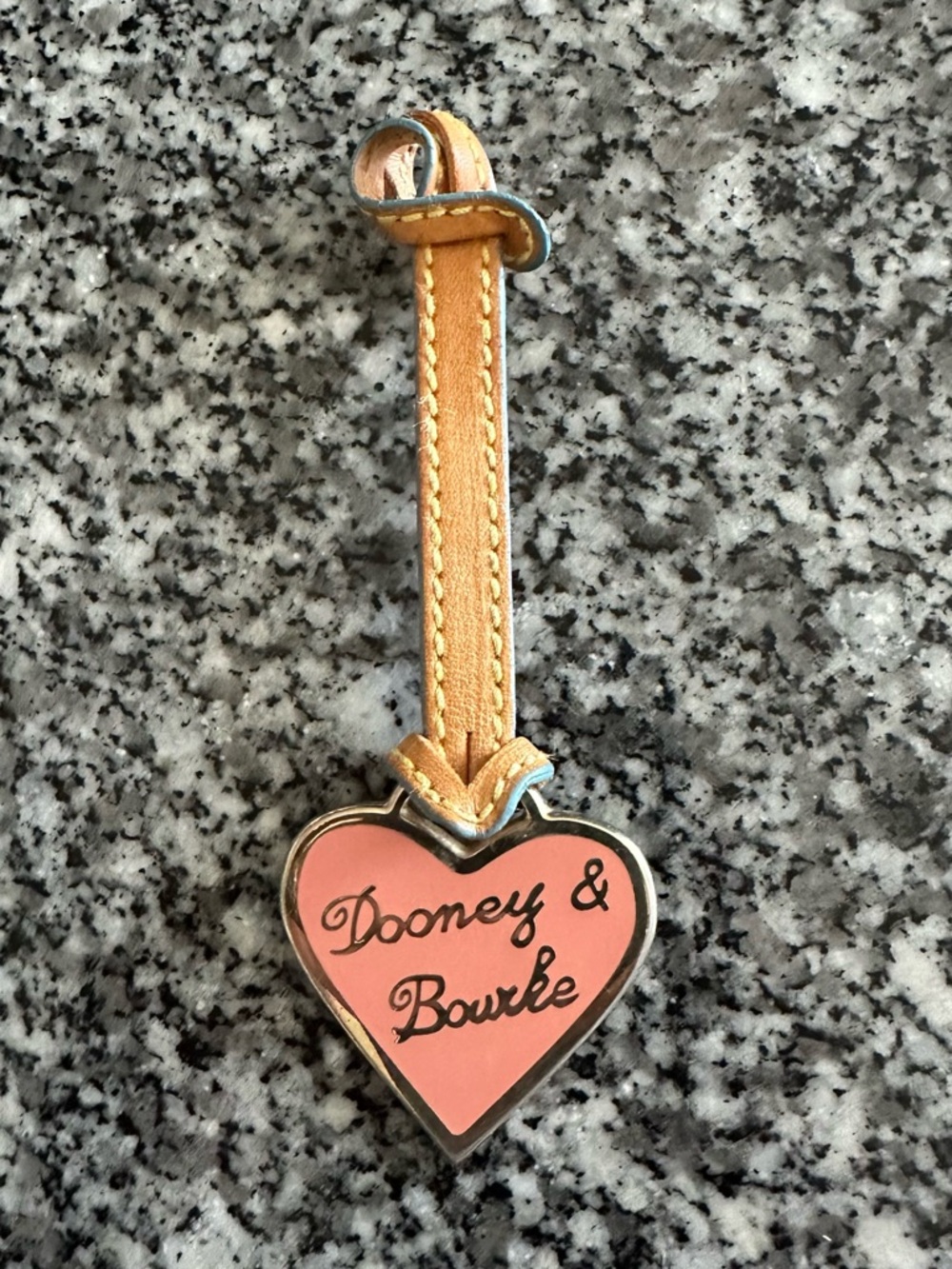 Y2K Dooney & Bourke Pink Heart Charm with Tan Leather Strap